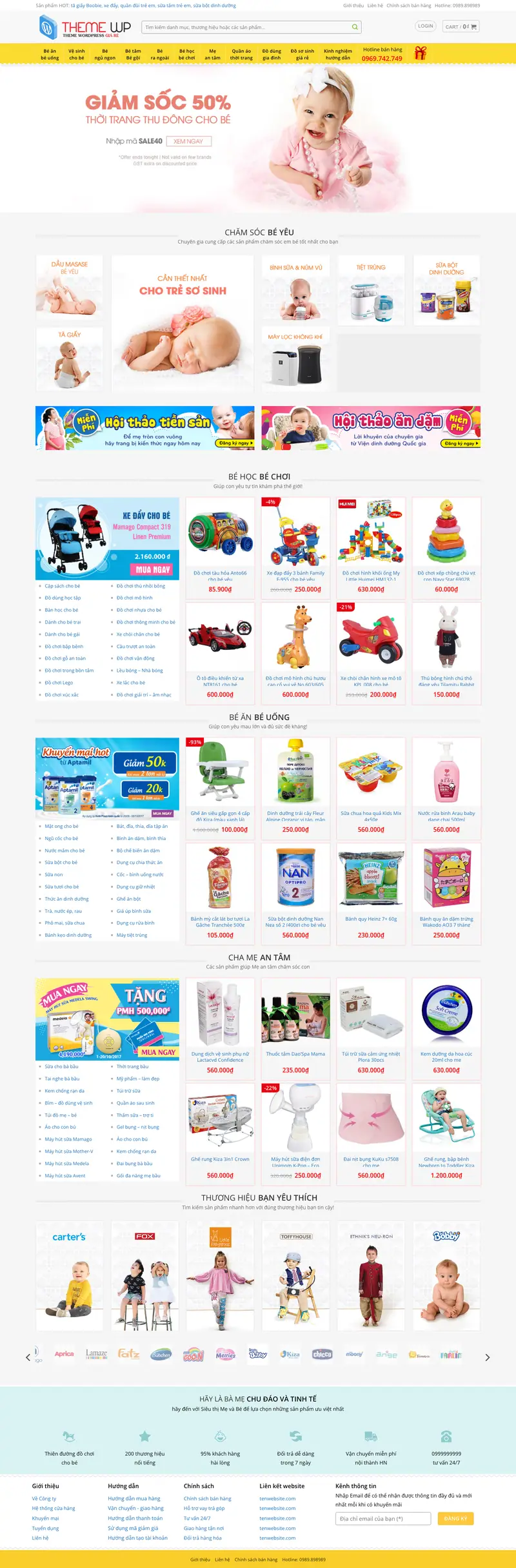 Mẫu web shop mẹ và bé