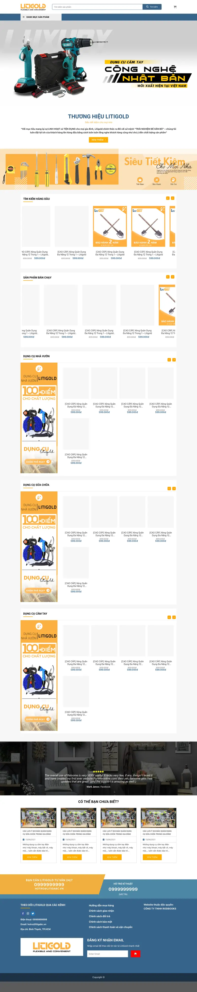 Mẫu web shop bán dụng cụ nông nghiệp – màn hình 1