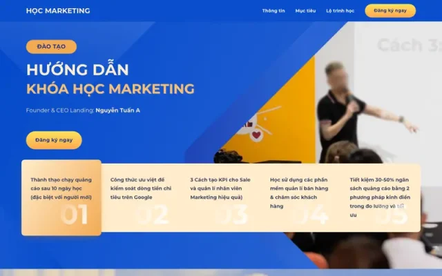 Mẫu web landing page khóa học maketing