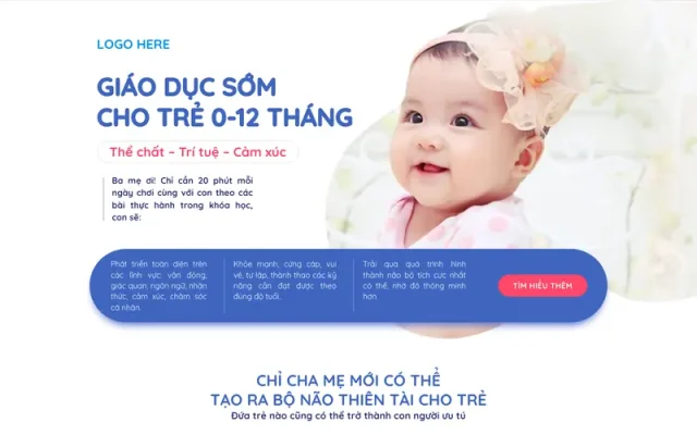 Mẫu web landing page khóa học cho bé