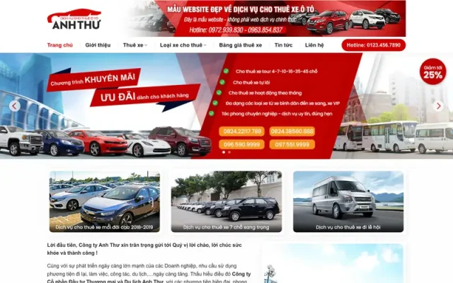 Mẫu web dịch vụ thuê xe ô tô – thuê xe 4