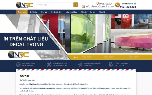 Mẫu web dán decan