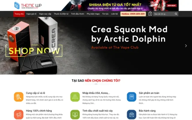 Mẫu web bán vape