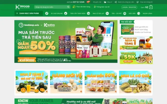 Mẫu web bán trái cây đặc sản