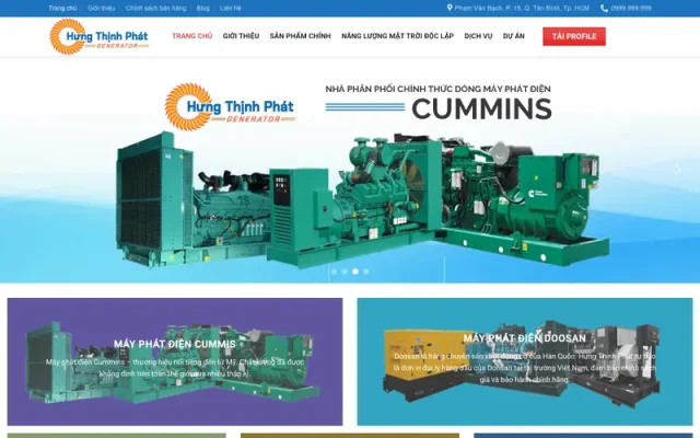 Mẫu web bán máy phát điện