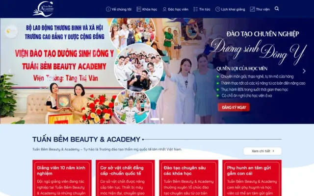 Mẫu web trung tâm đào tạo nghề spa