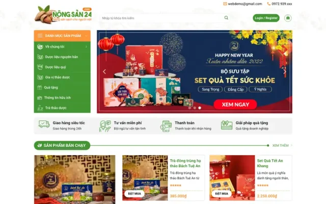 Mẫu web thực phẩm 25 bán quà tặng