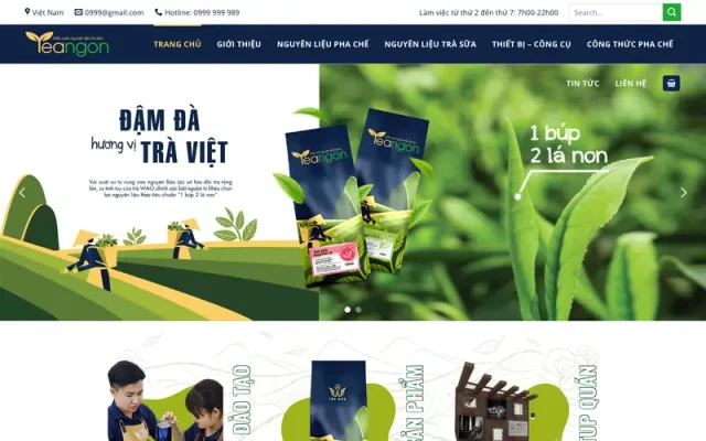 Mẫu web shop nguyên liệu trà sữa 2