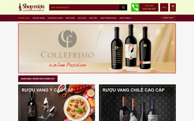 Mẫu web shop bán rượu 1