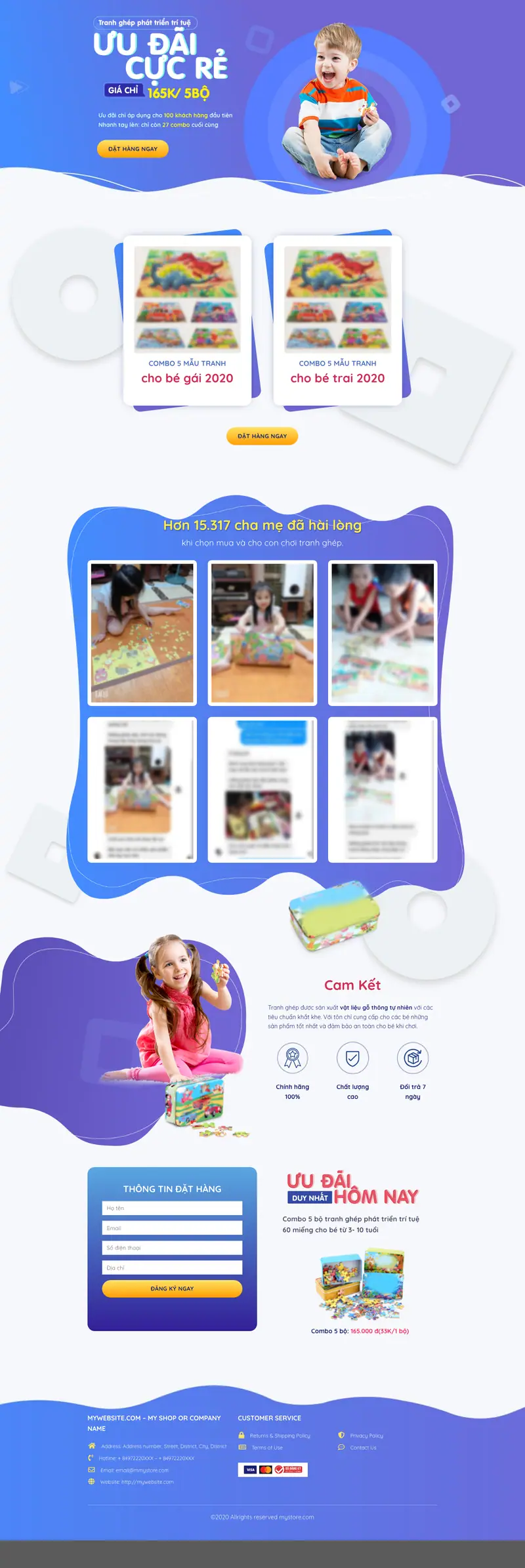 Mẫu web landing page đồ chơi xếp hình