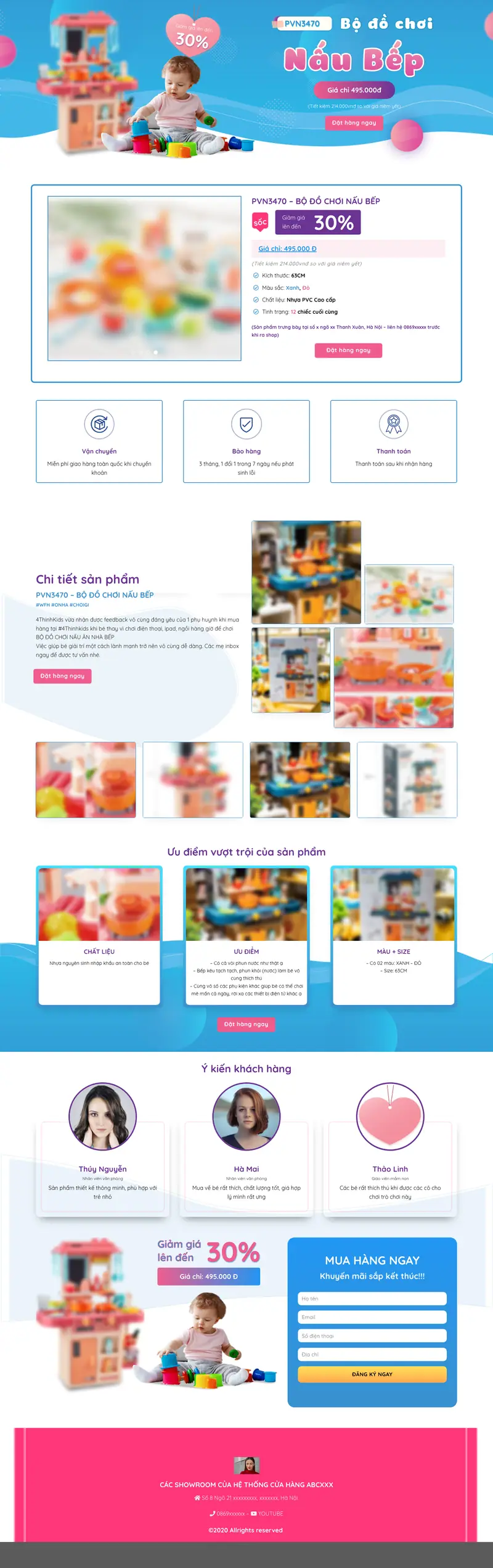 Mẫu web landing page đồ chơi trẻ em