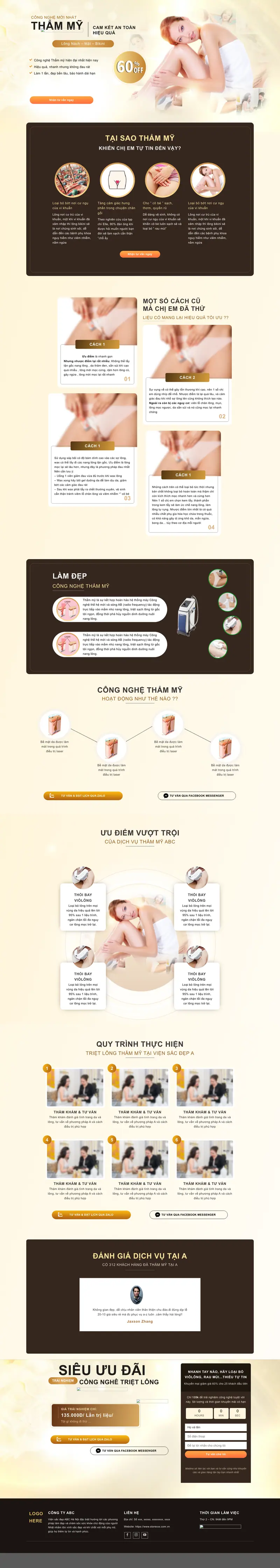 Mẫu web landing page triệt long – giao diện trang chủ