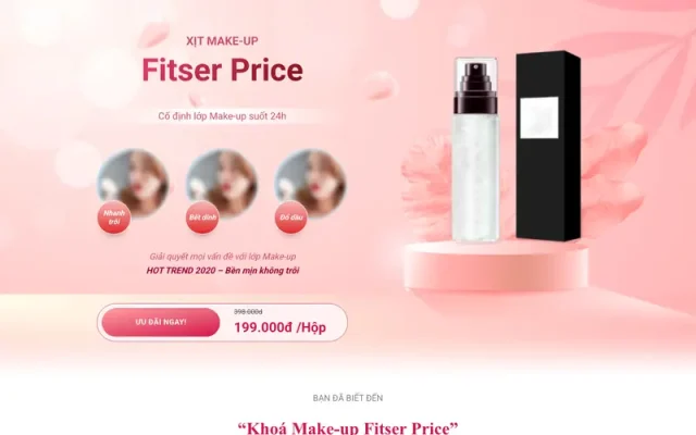 Mẫu web landing page khóa học trang điểm