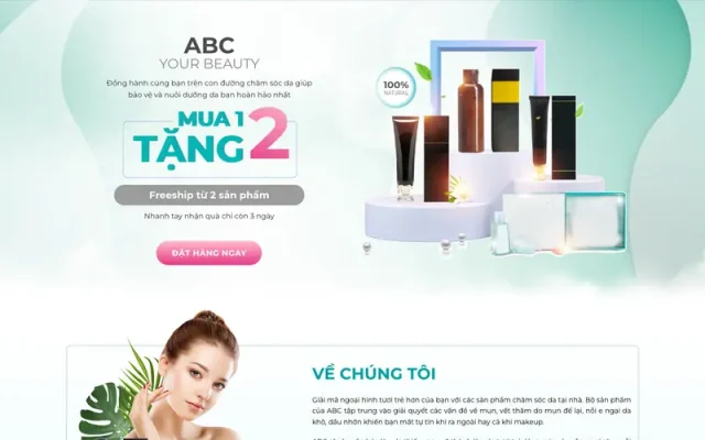 Mẫu web landing page giới thiệu bộ mỹ phẩm