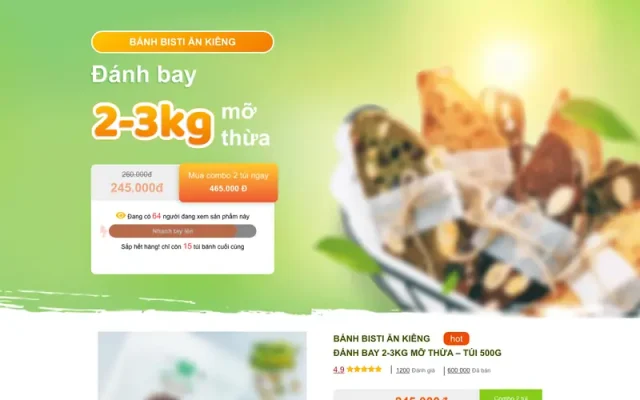 Mẫu web landing page bánh giảm cân