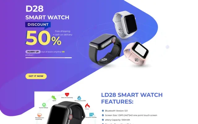 Mẫu web landing page bán đồng hồ thông minh