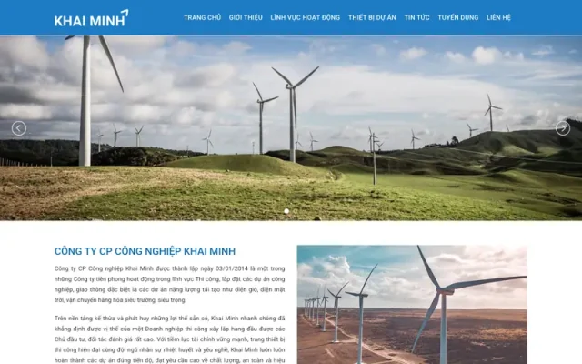 Mẫu web giới thiệu công ty xây dựng điện gió
