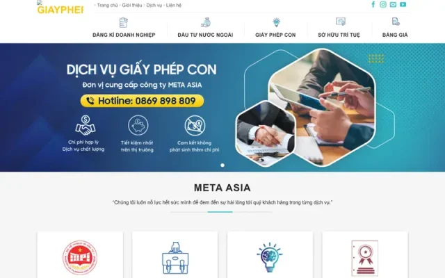 Mẫu web dịch vụ làm giấy phép