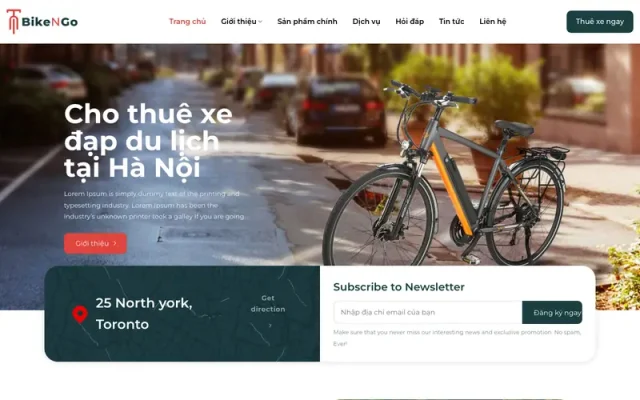 Mẫu web dịch vụ cho thuê xe đạp