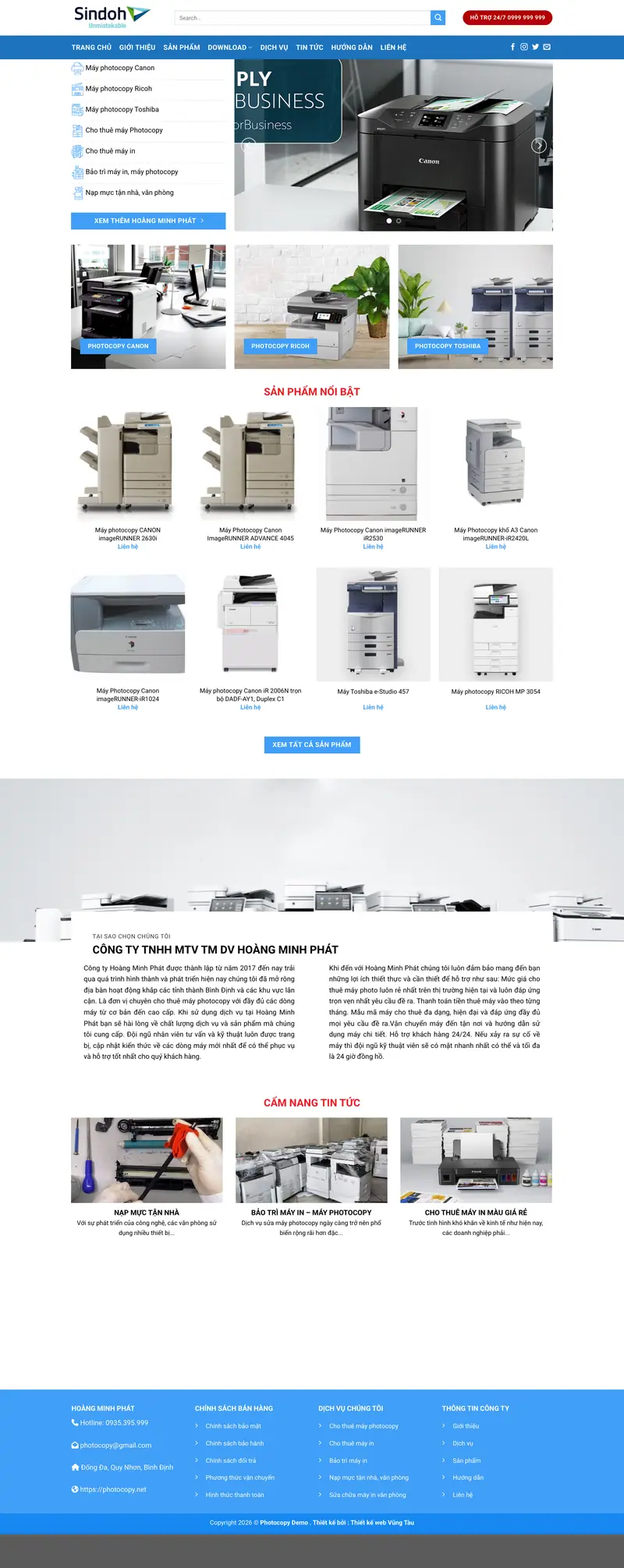Mẫu web công ty photocopy