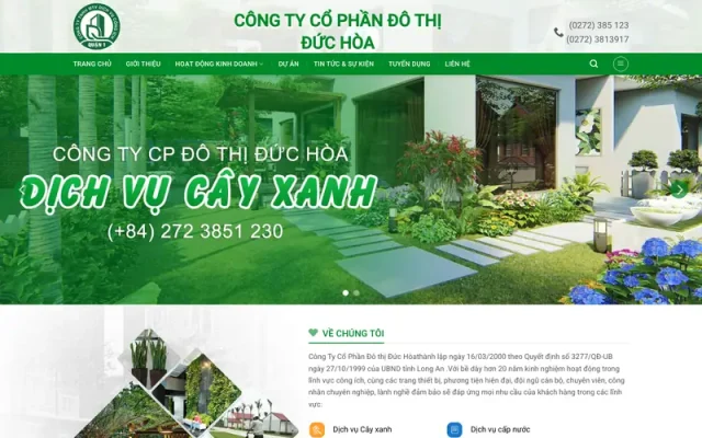 Mẫu web công ty cây xanh đô thị