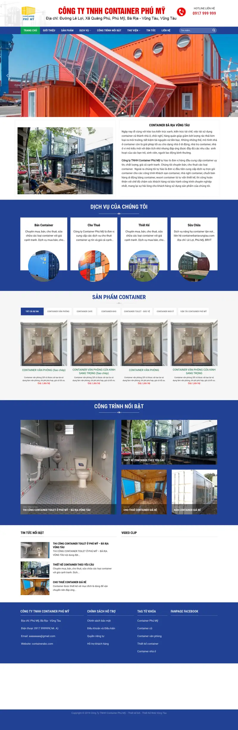 Mẫu web công ty bán container