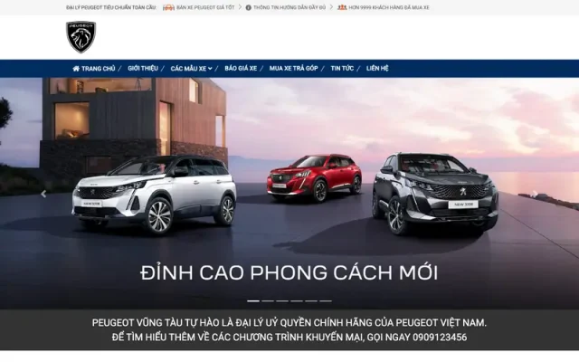 Mẫu web bán xe peugeot 1