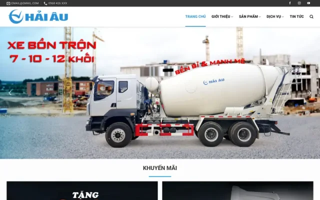 Mẫu web bán xe oto đầu kéo