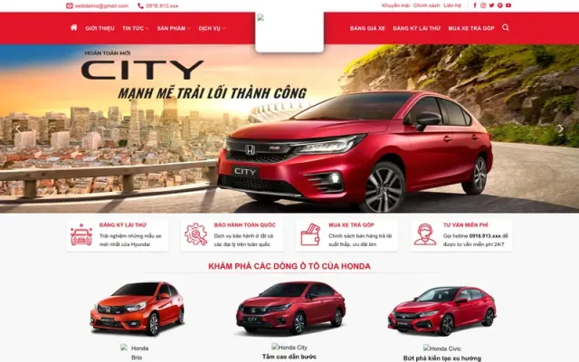Mẫu web bán xe oto honda 2