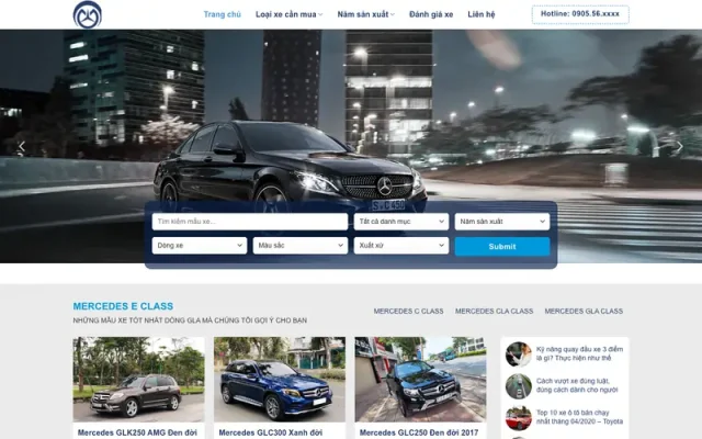 Mẫu web bán xe mec