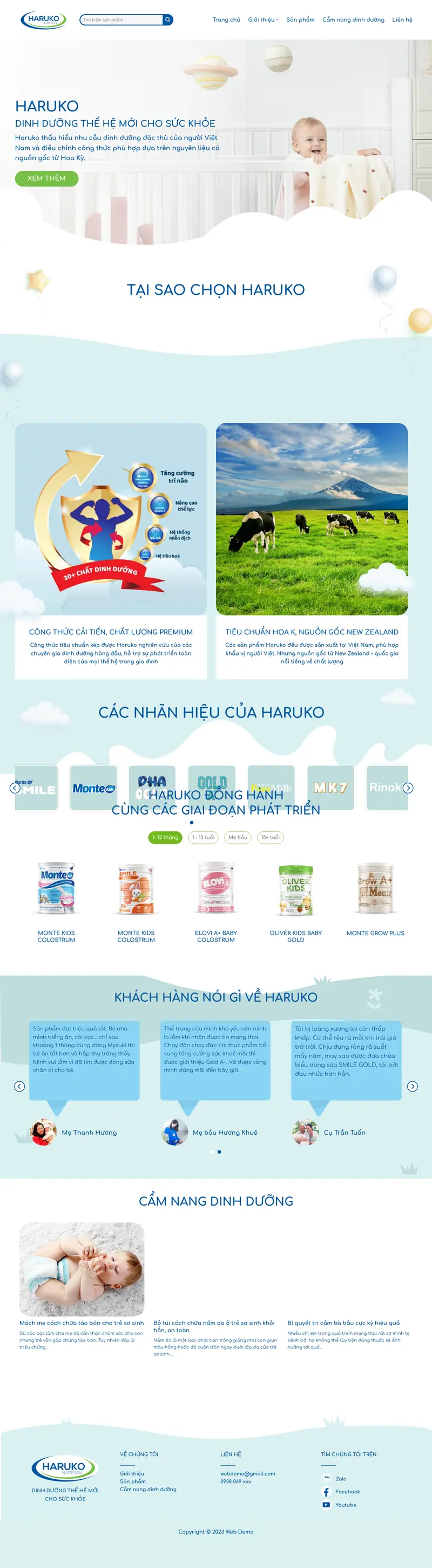 Mẫu web bán sữa 2