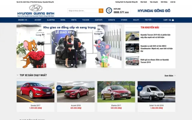 Mẫu web bán oto hyundai 2