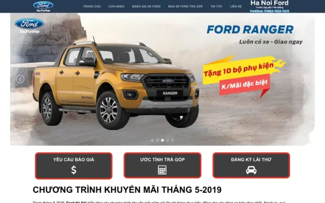 Mẫu web bán oto ford