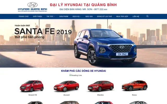 Mẫu web bán ô tô hyundai 3