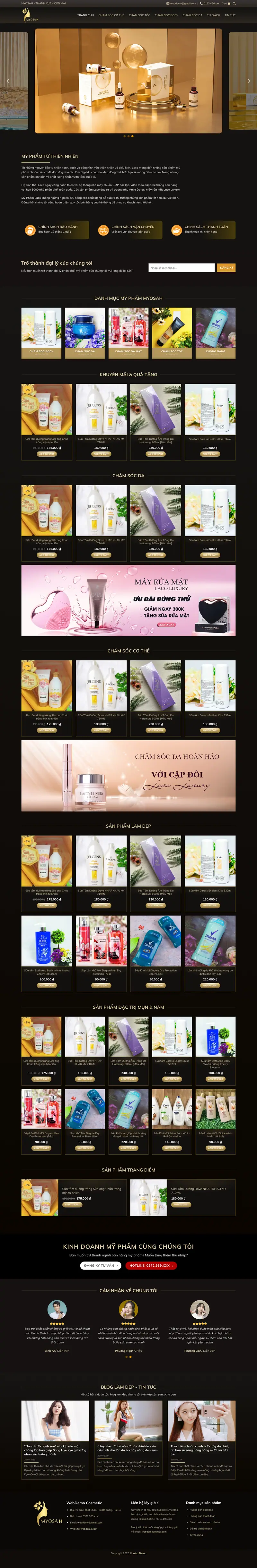 Mẫu web bán mỹ phẩm 15 – giao diện trang chủ