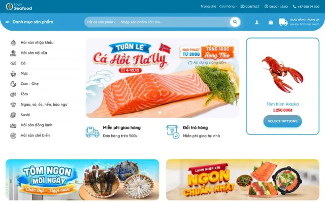Mẫu web bán hải sản 01 chuẩn
