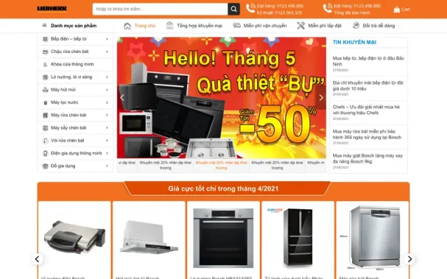 Mẫu web bán bếp từ 3