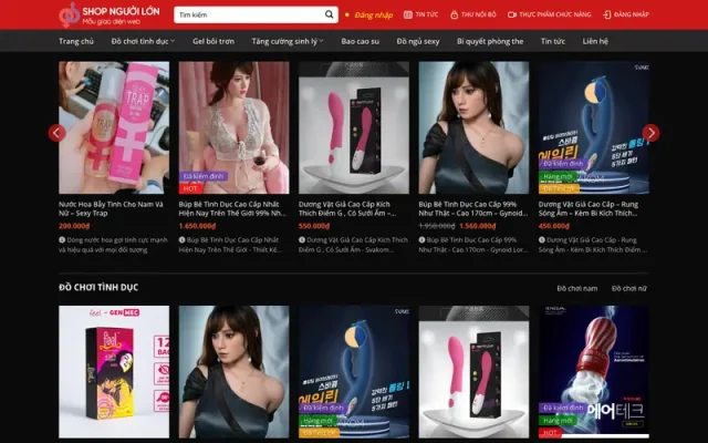 Mẫu web đồ chơi tình dục người lớn