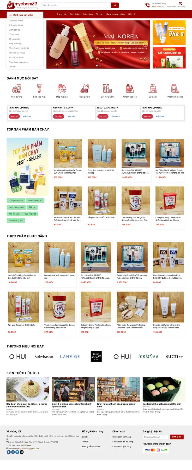 Mẫu web shop mỹ phẩm 20 – giao diện trang chủ