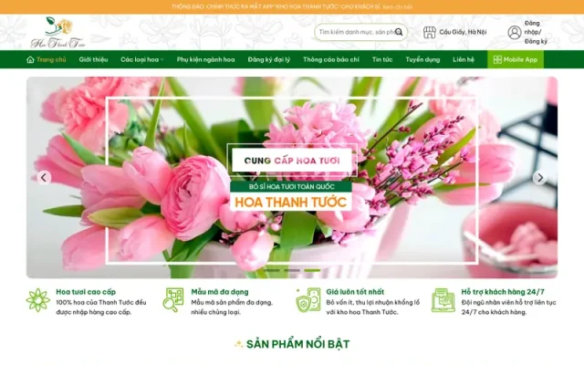 Mẫu web shop hoa tươi
