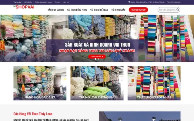 Mẫu web shop bán vải