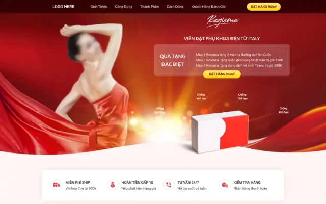 Mẫu web landing page dịch vụ phụ nữ