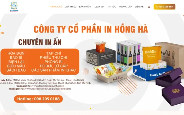 Mẫu web in ấn bao bì