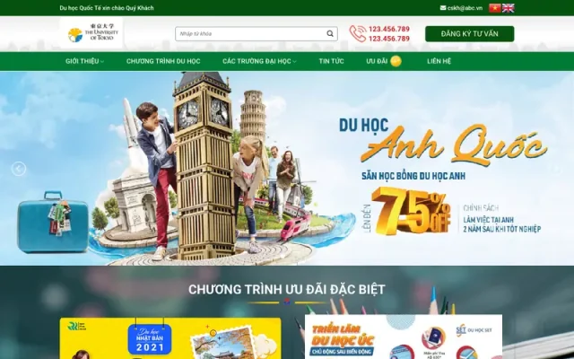 Mẫu web du học quốc tế