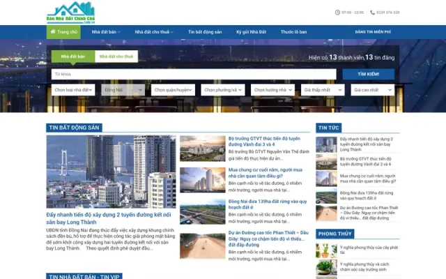 Mẫu web bán đất bds chính chủ