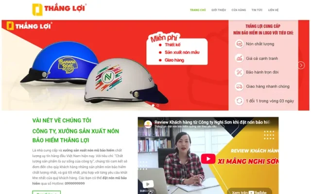 Mẫu web bán nón bảo hiểm