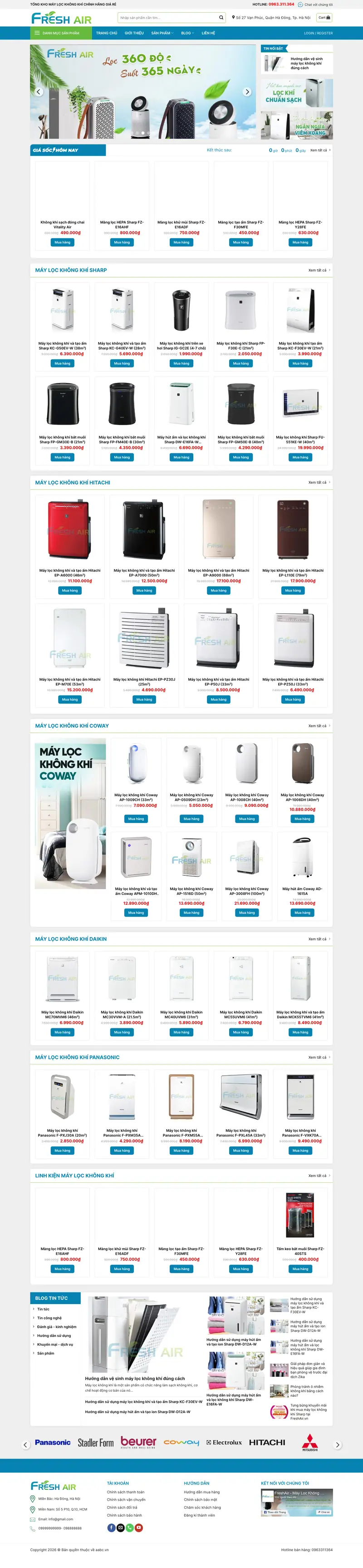Mẫu web bán máy lọc khí 4 – màn hình 1
