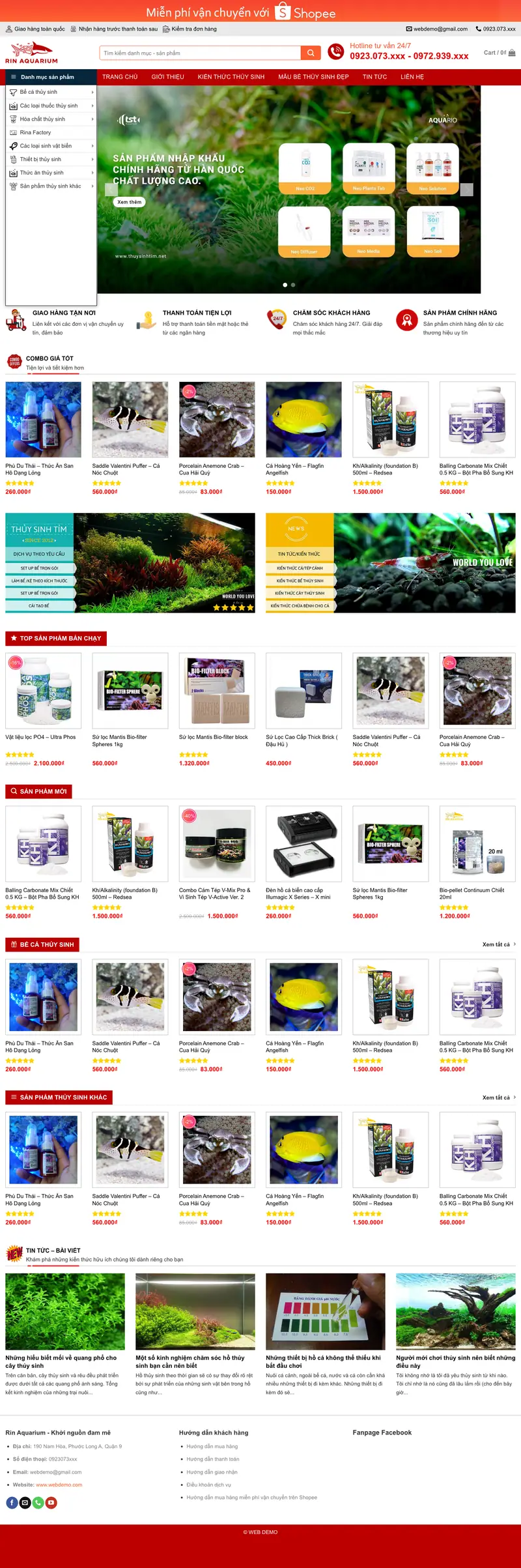 Mẫu web thủy sinh