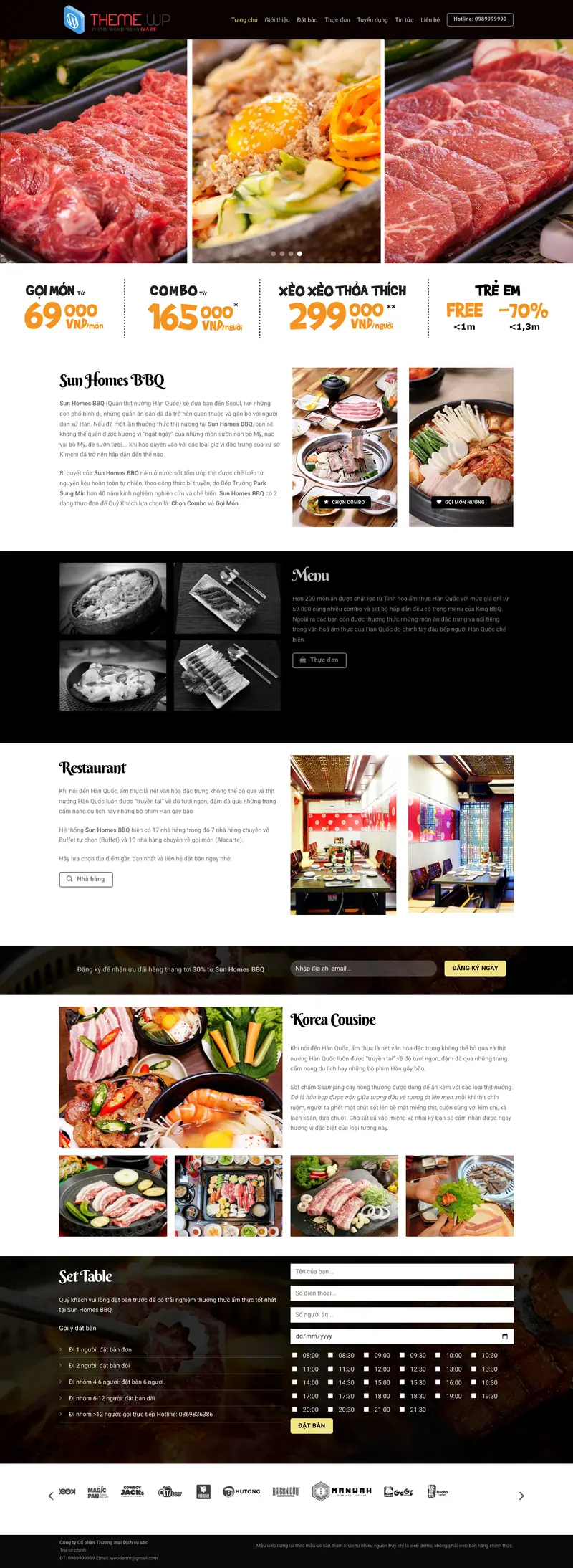 Mẫu web quán bbq nướng – giao diện trang chủ