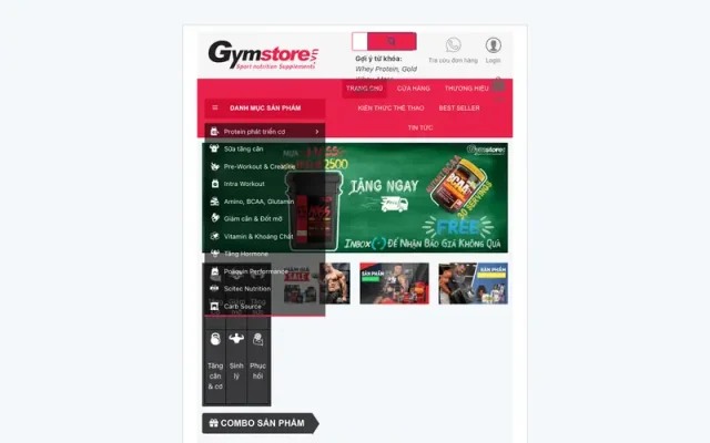Mẫu web gym shop